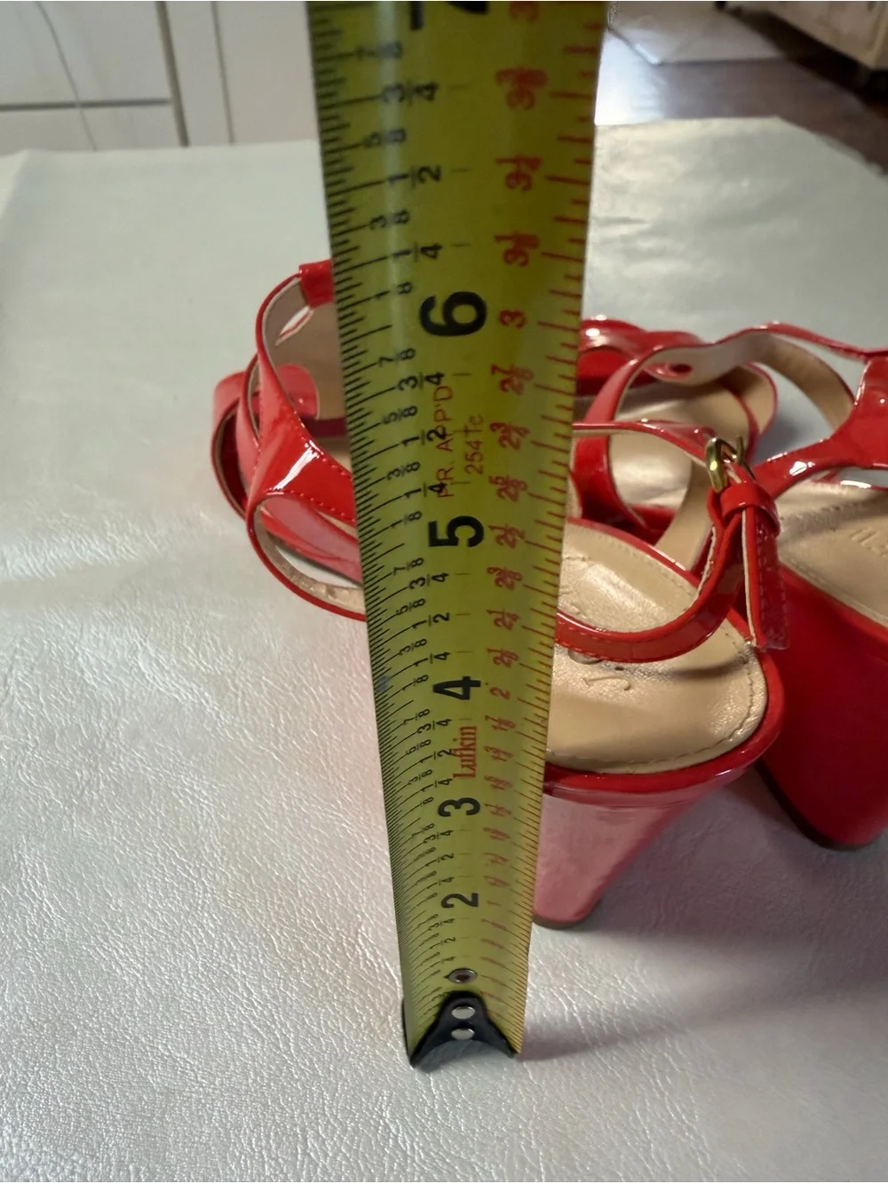 J. Crew Orange Papyra Patent Leather Strappy Wedge Sandals